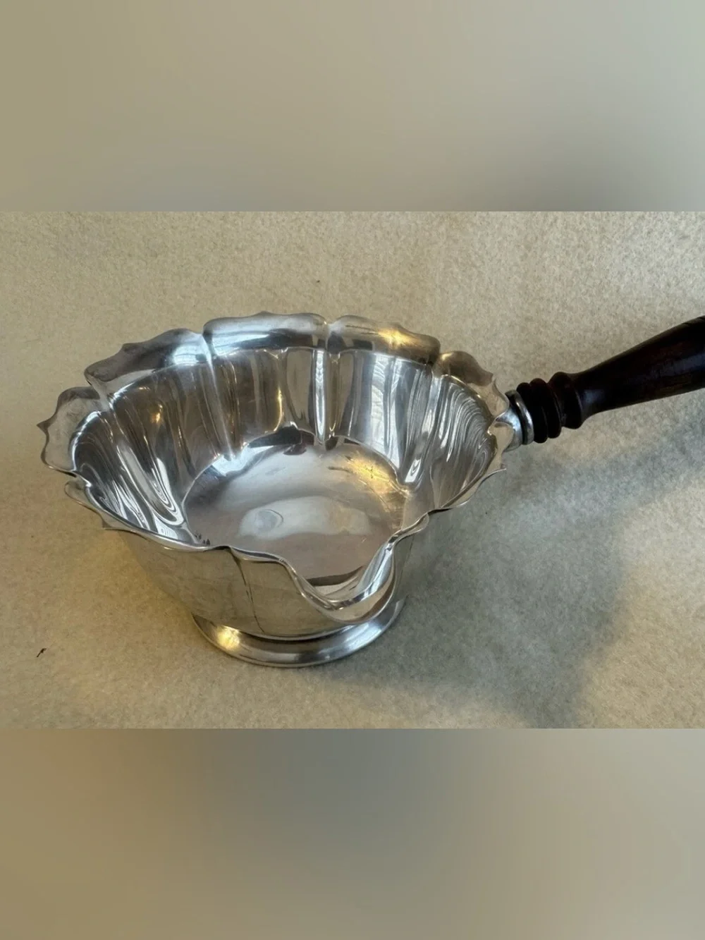 Vintage Silver Plated Ladle with Wooden Handle, 8.5
